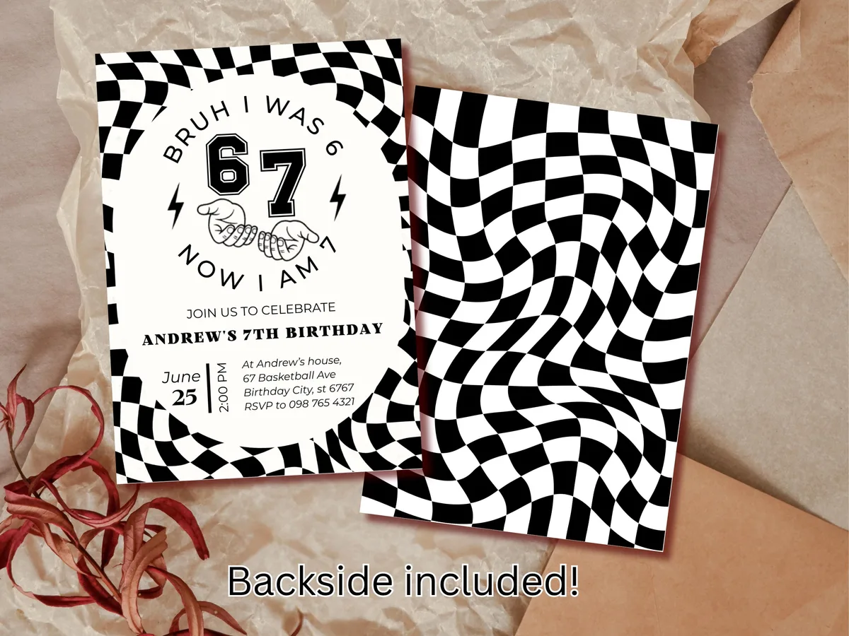 Bruh I Was 6 Now I Am 7 Birthday Invitation — preview 3