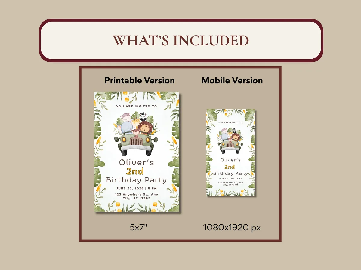 Safari Truck Birthday Invitation — preview 2
