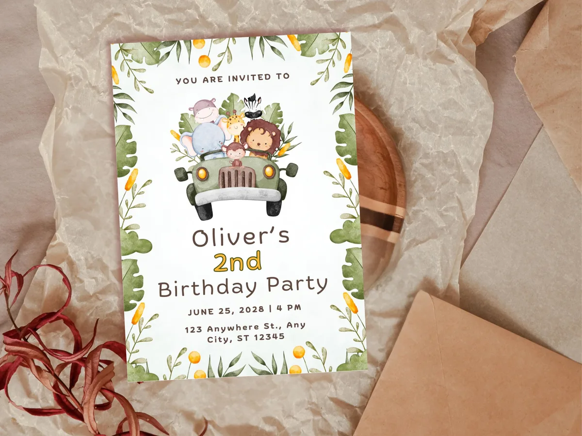 Safari Truck Birthday Invitation — preview 3
