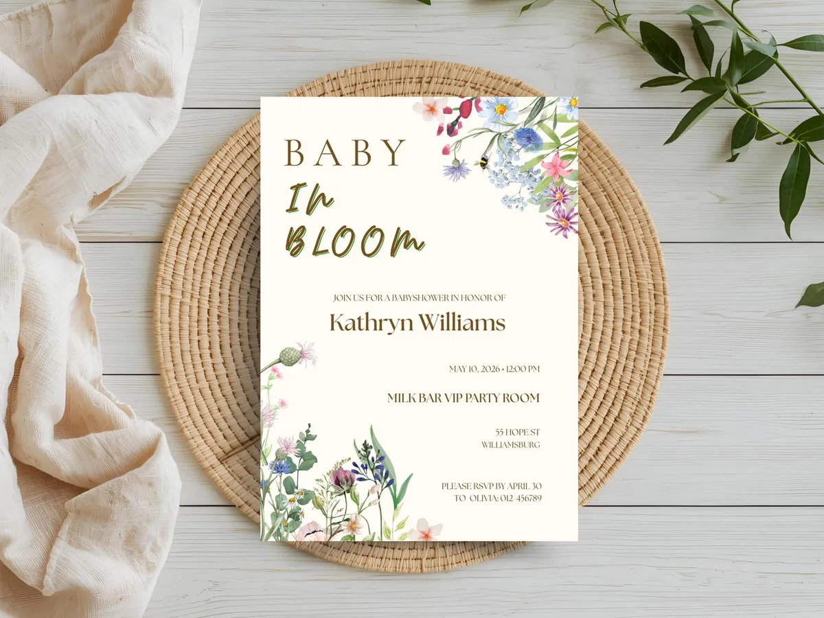 Baby in Bloom Baby Shower Invitation — preview 2