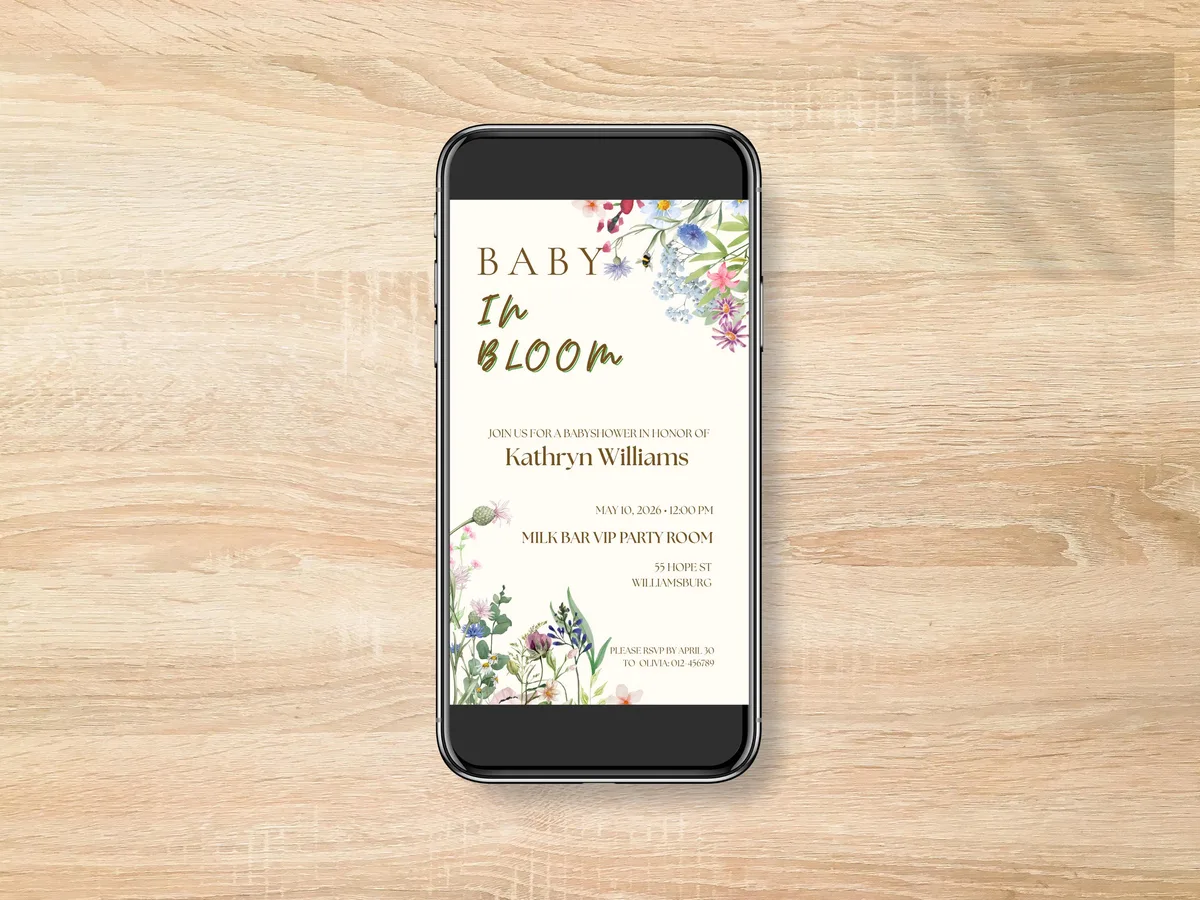 Baby in Bloom Baby Shower Invitation — preview 3