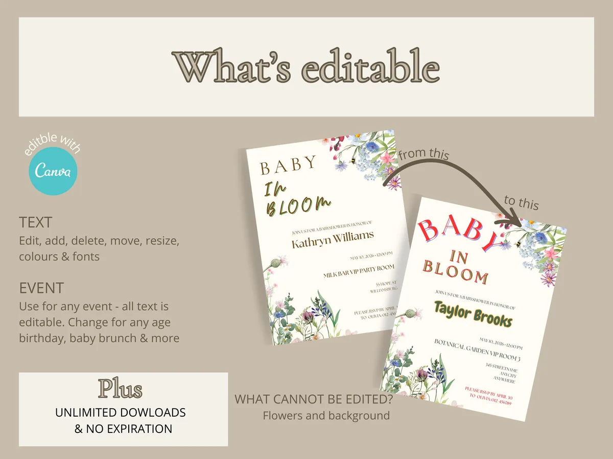 Baby in Bloom Baby Shower Invitation — preview 5