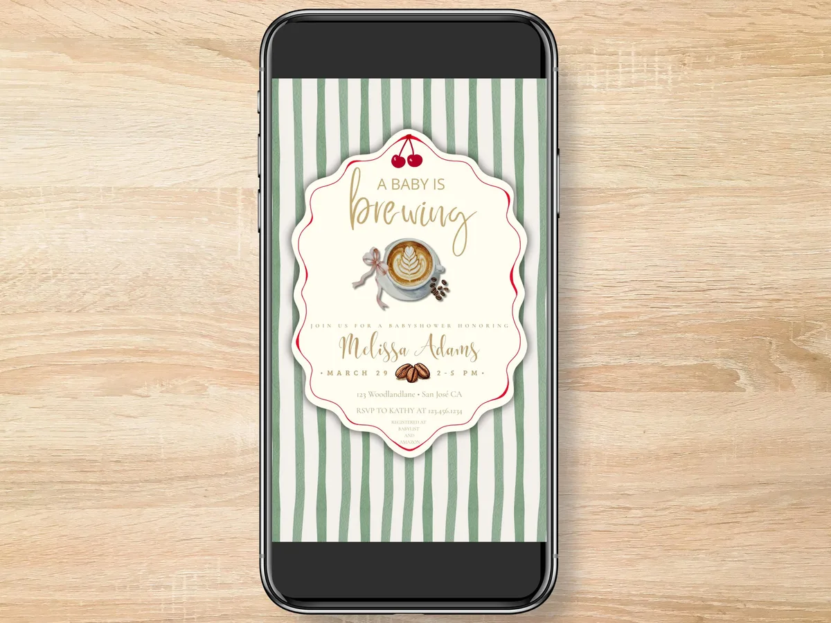 Baby is Brewing Coffee Baby Shower Invitation — preview 3
