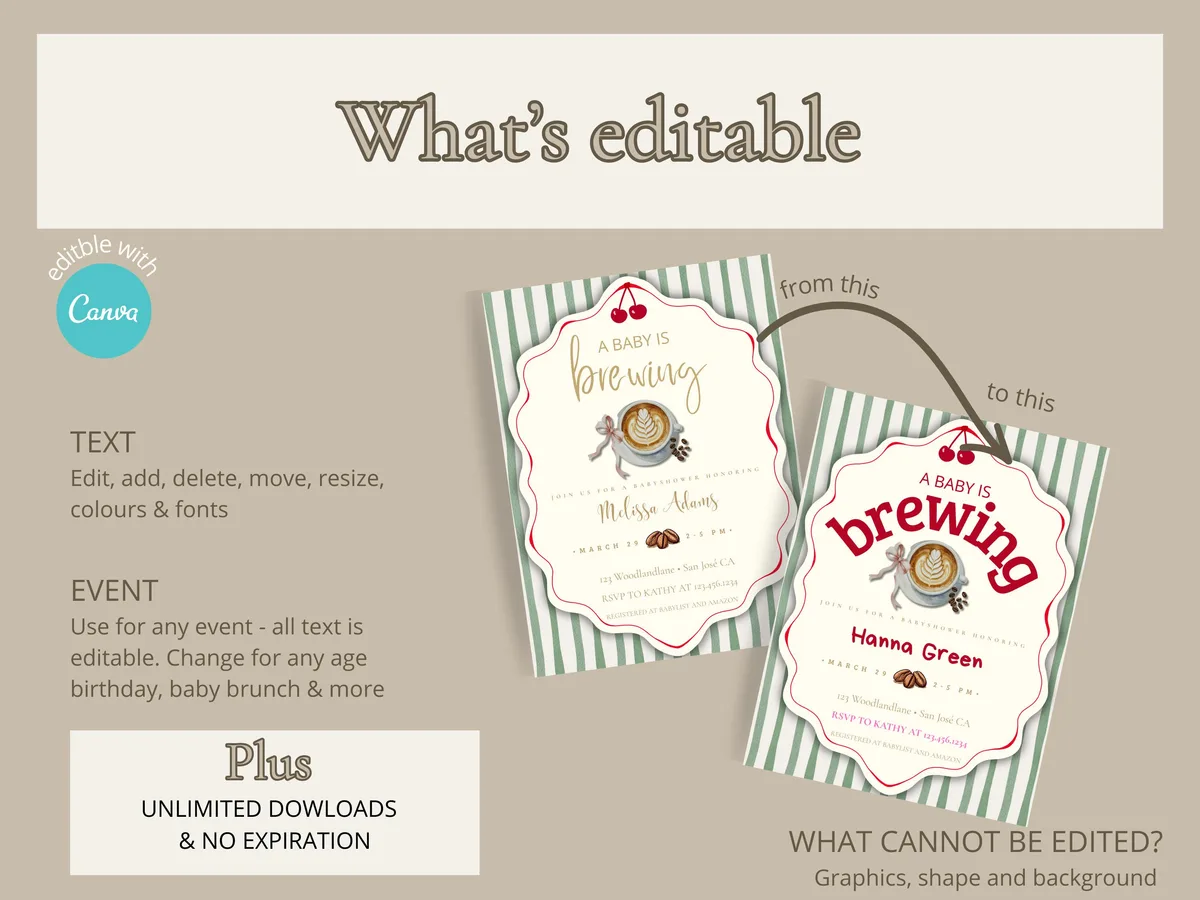 Baby is Brewing Coffee Baby Shower Invitation — preview 5