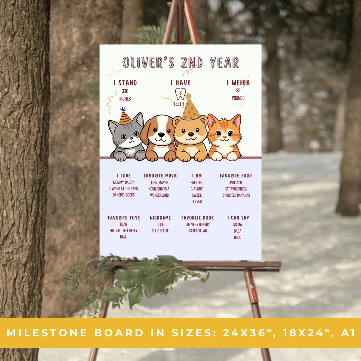 Puppy & Cat Birthday Milestone Board — preview 2