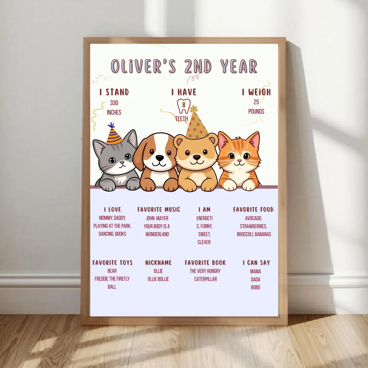 Puppy & Cat Birthday Milestone Board — preview 3