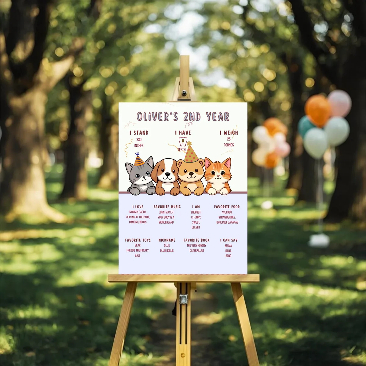 Puppy & Cat Birthday Milestone Board — preview 4