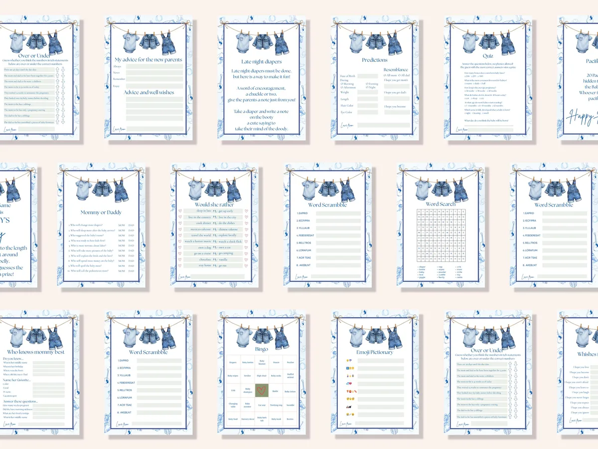 Blue Jean Baby Shower Games Bundle — preview 3