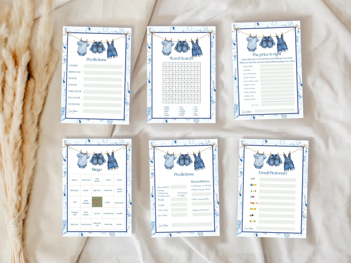 Blue Jean Baby Shower Games Bundle — preview 4