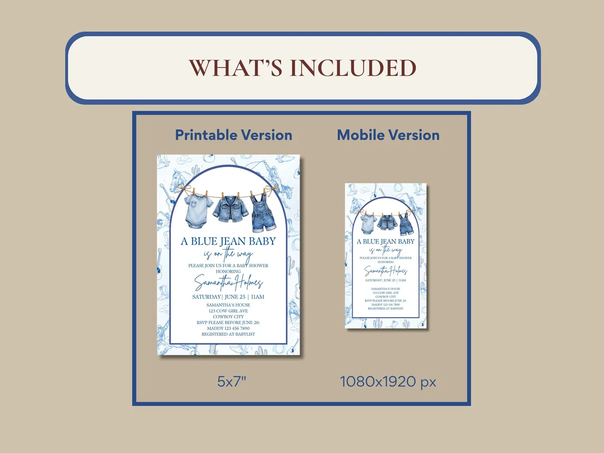 Blue Jean Baby Shower Invitation — preview 4