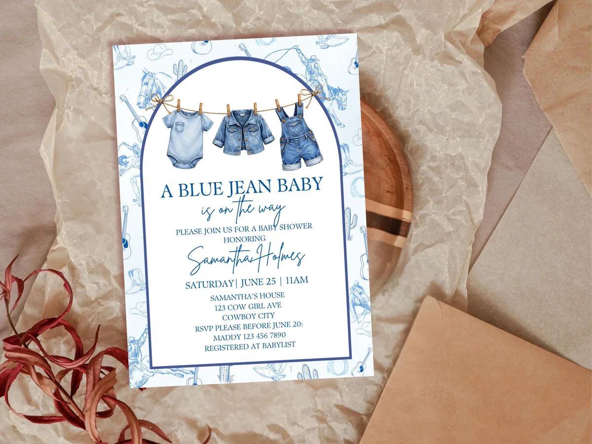 Blue Jean Baby Shower Invitation — preview 5