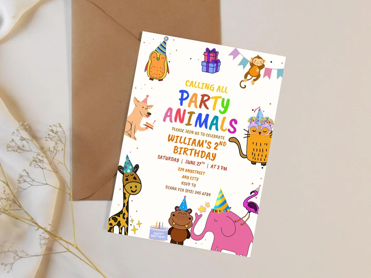 Calling All Party Animals Birthday Invitation — preview 5