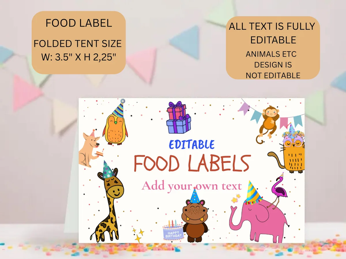 Calling All Party Animals Food Labels — preview 3