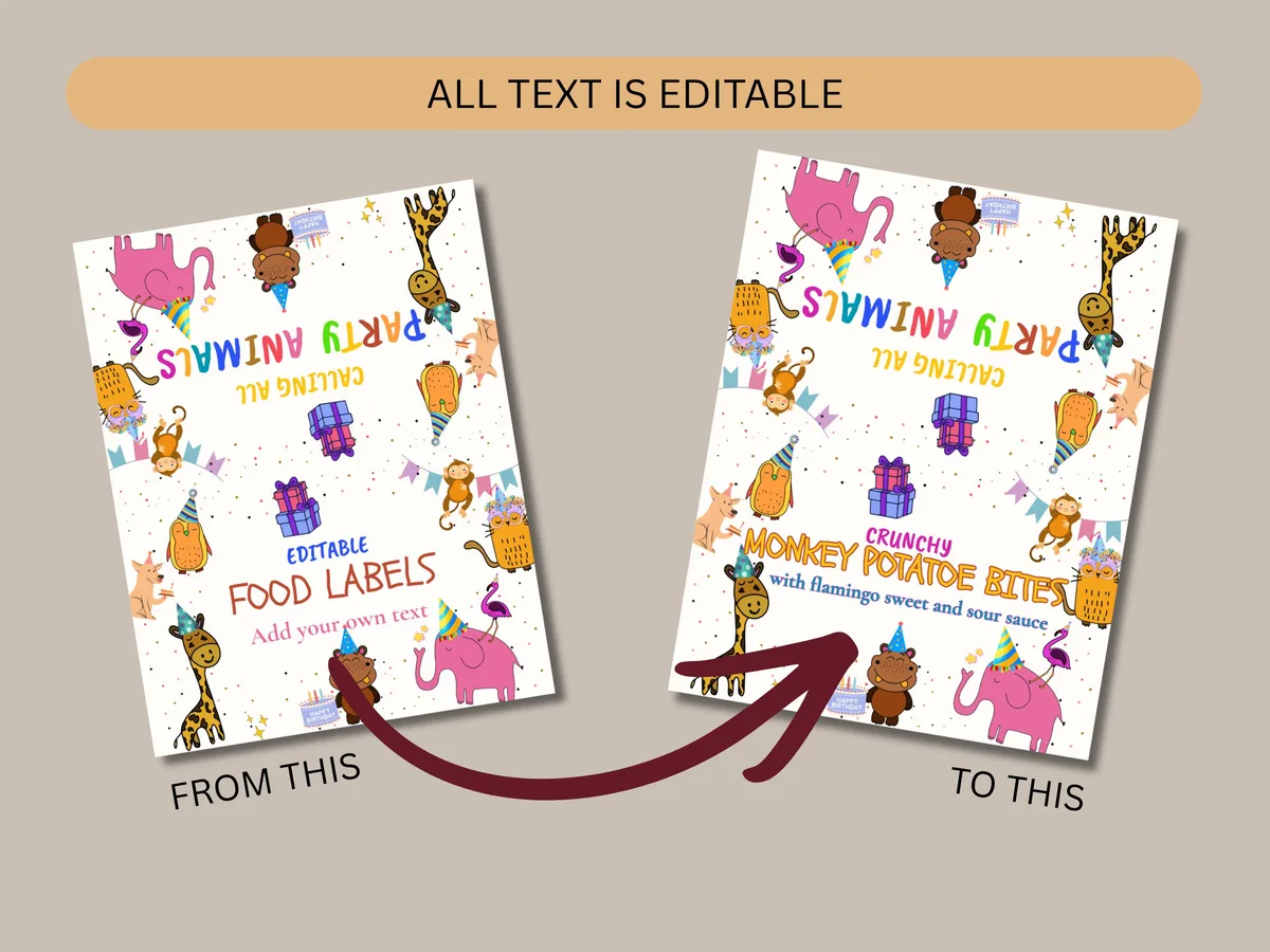 Calling All Party Animals Food Labels — preview 4