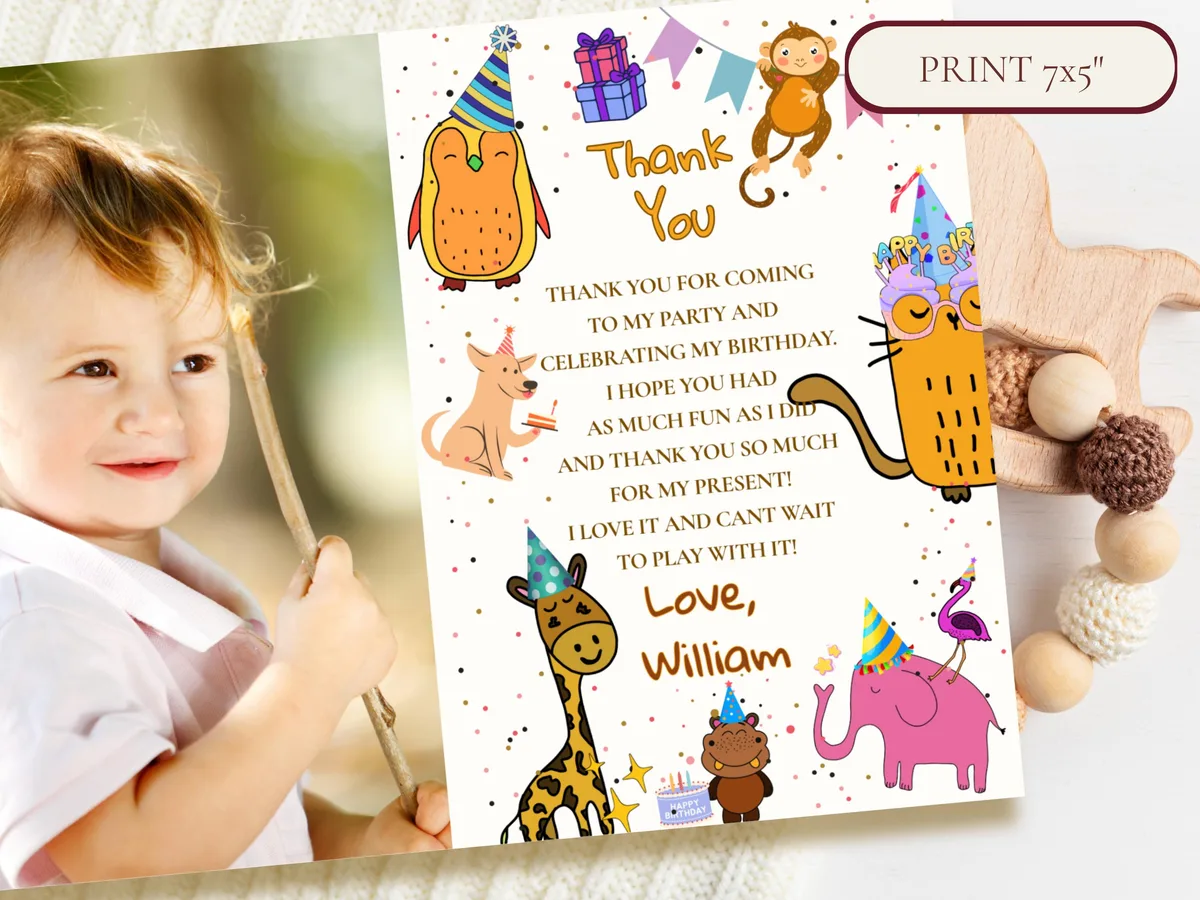 Calling All Party Animals Thank You Card — preview 4
