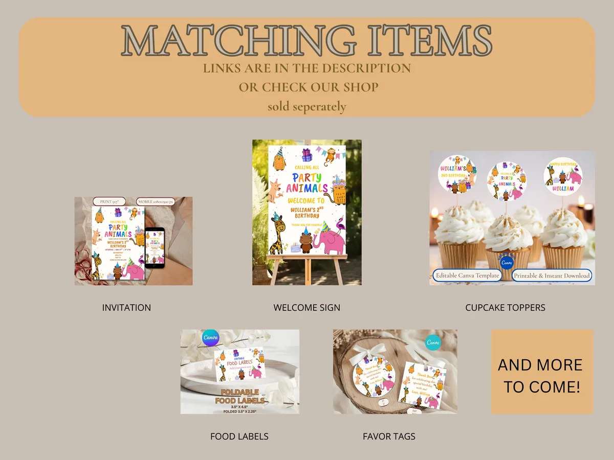 Calling All Party Animals Thank You Card — preview 5