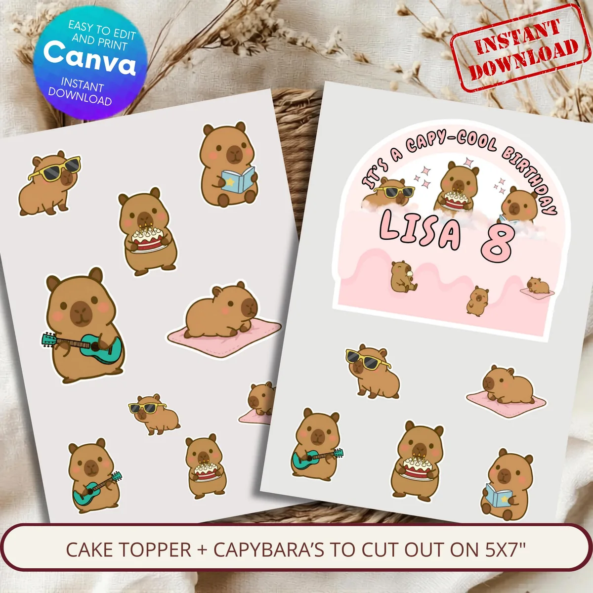 Capybara Birthday Cake Topper — preview 3