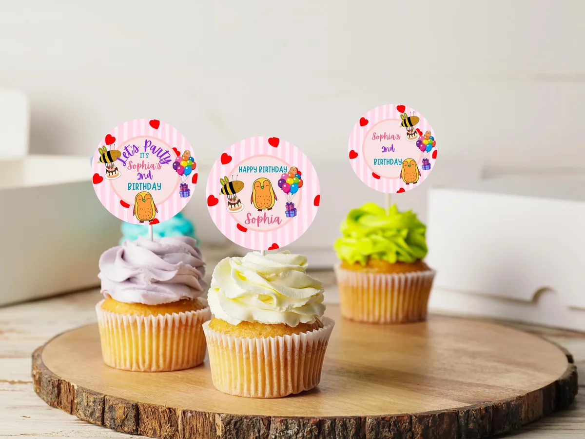 Cartoon Animal Birthday Cupcake Toppers — preview 3