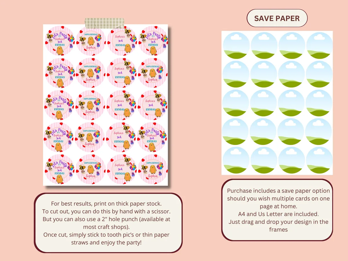 Cartoon Animal Birthday Cupcake Toppers — preview 5