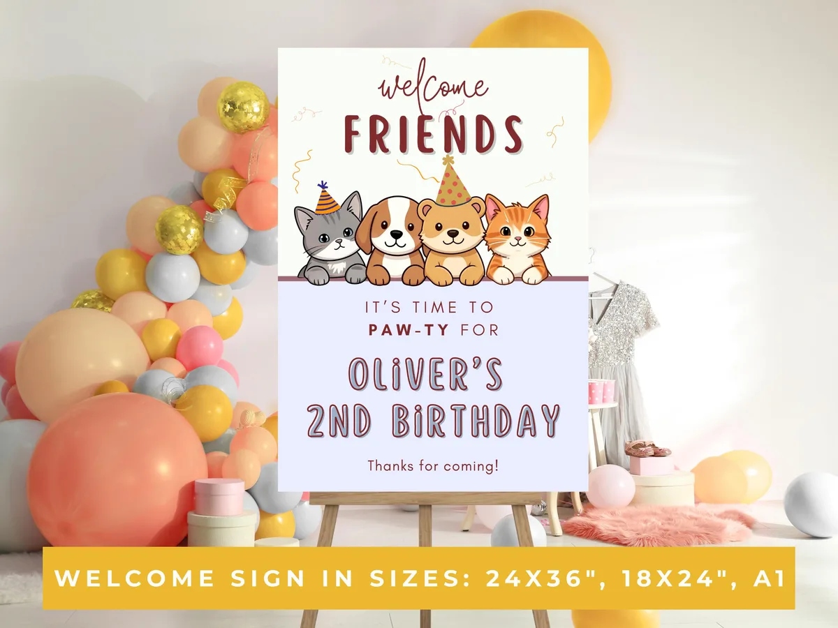 Let's Pawty Welcome Sign — preview 2