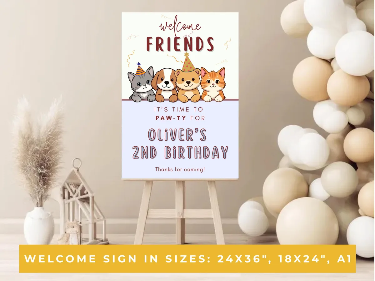Let's Pawty Welcome Sign — preview 4