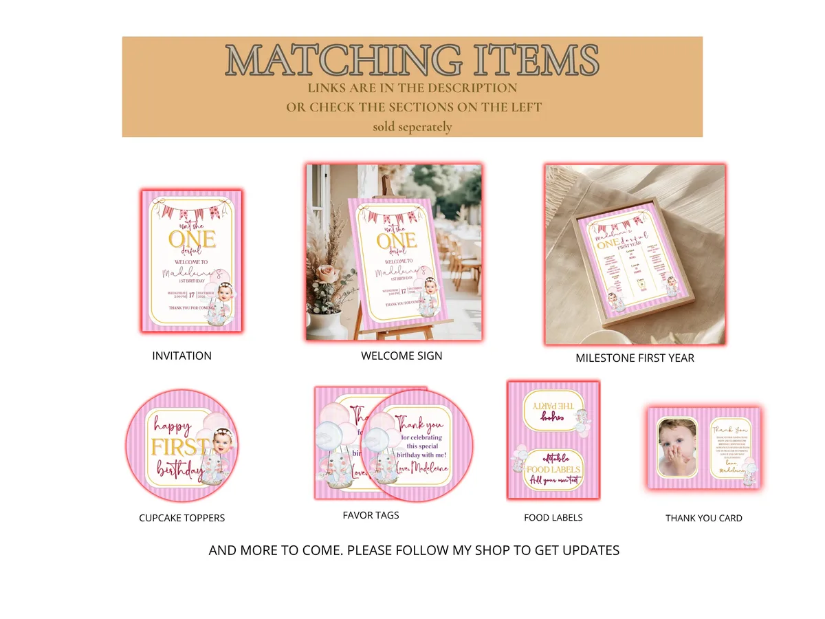 1st Birthday Thank You Card — preview 5