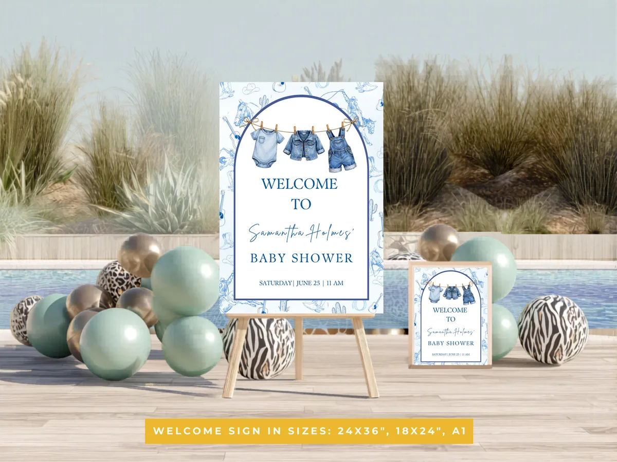Blue Jean Baby Shower Welcome Sign — preview 4