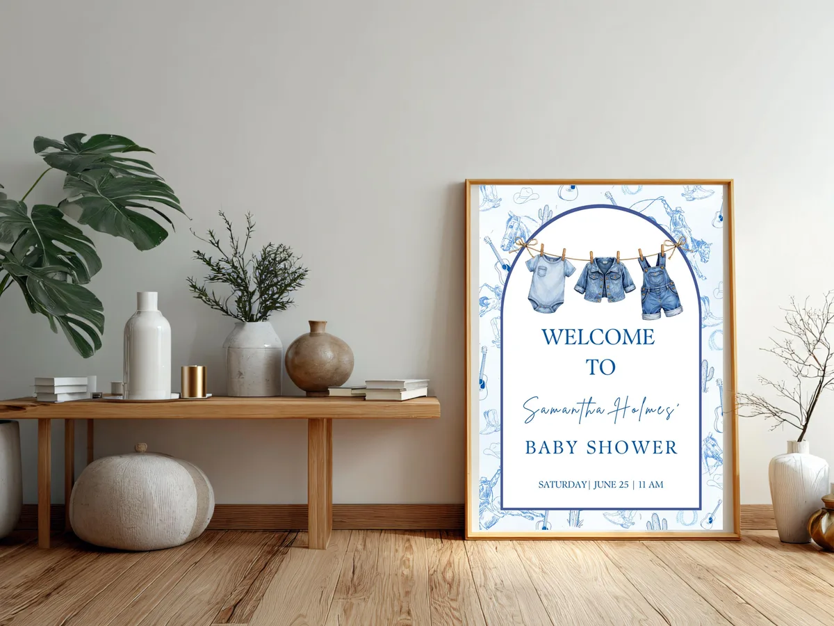 Blue Jean Baby Shower Welcome Sign — preview 5