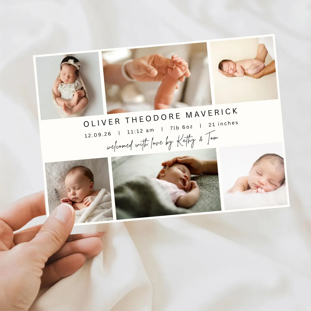 Newborn Birth Announcement Card — preview 3