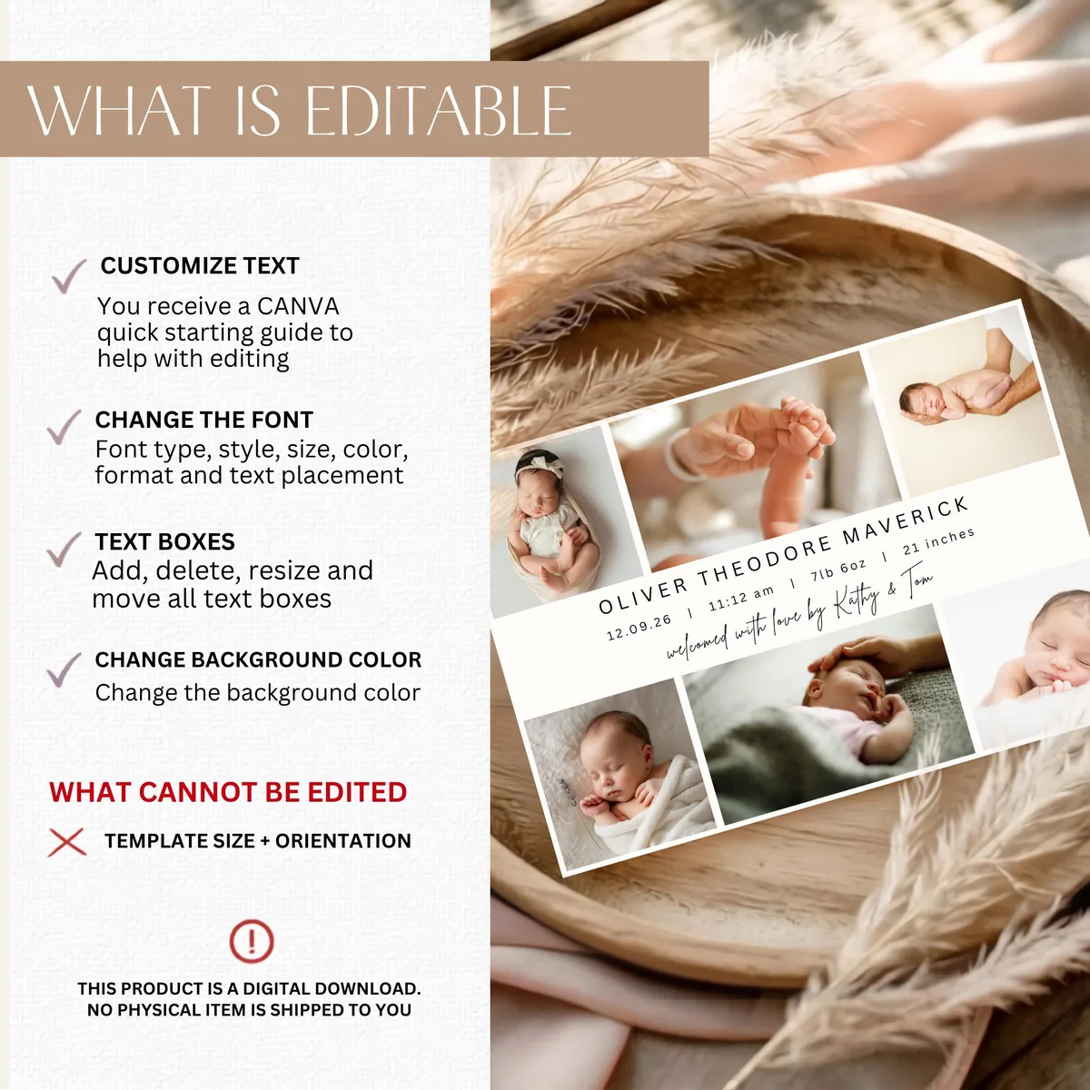 Newborn Birth Announcement Card — preview 5