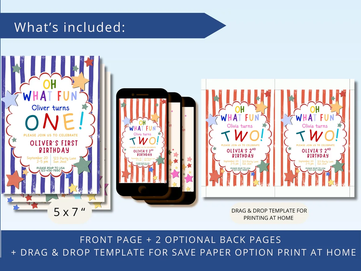 Colorful Red Second Birthday Invitation — preview 5