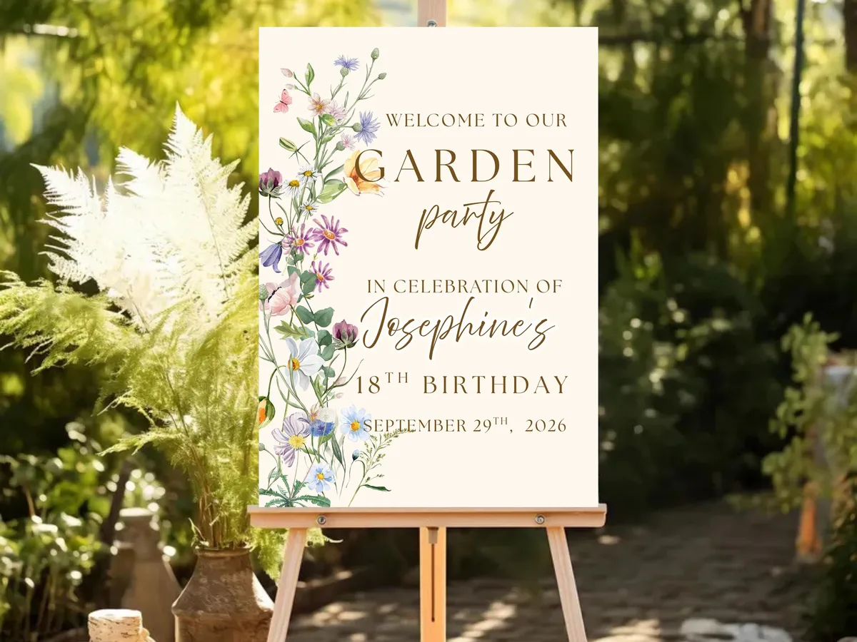 Wildflower Garden Birthday Welcome Sign — preview 3