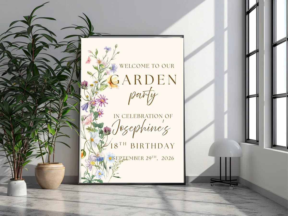 Wildflower Garden Birthday Welcome Sign — preview 5