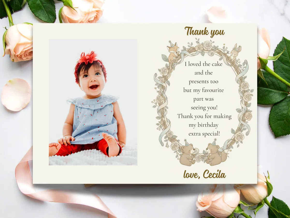 Woodland Birthday Thank You Card — preview 2