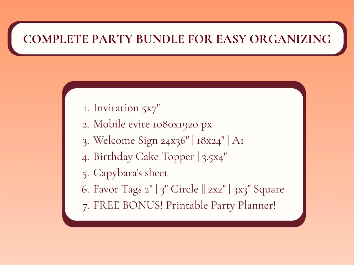 Capybara Birthday Party Bundle — preview 2