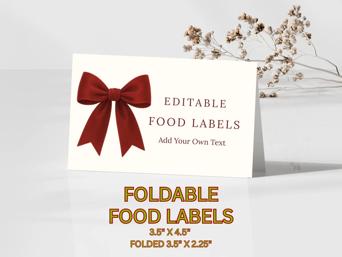 Christmas Holiday Buffet Labels — editable Canva template