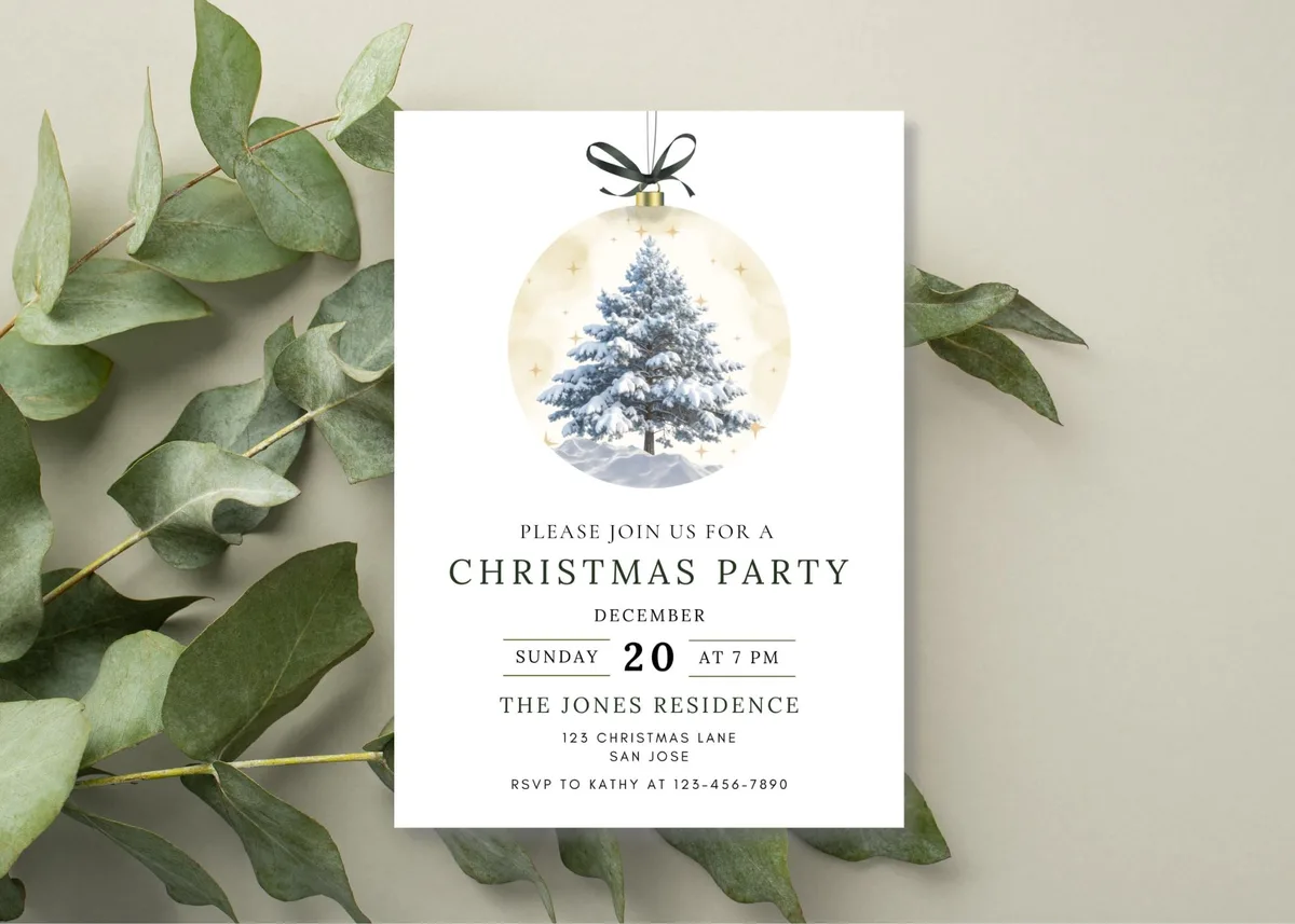 Green Bow Christmas Party Invitation — preview 5