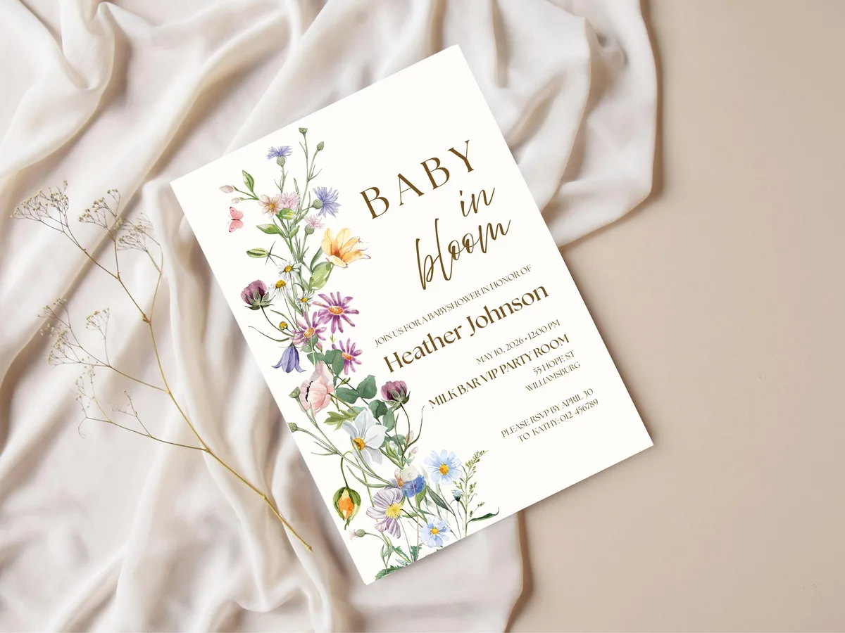 Wildflower Boho Baby Shower Invitation — preview 4