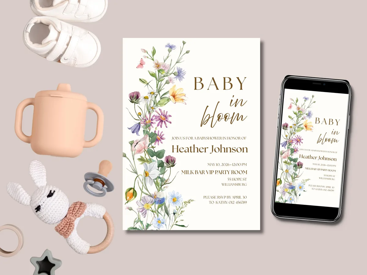 Wildflower Boho Baby Shower Invitation — preview 5