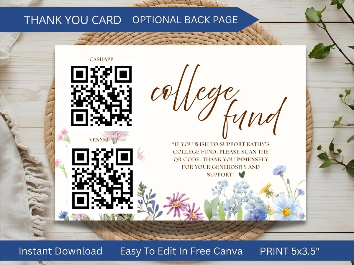 Wildflower Graduation Thank You Card — preview 2