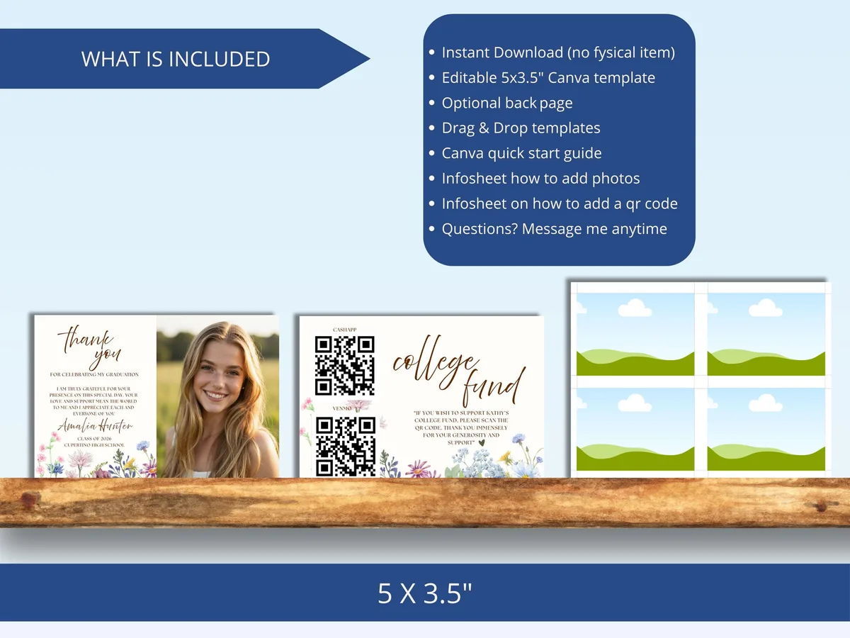 Wildflower Graduation Thank You Card — preview 4