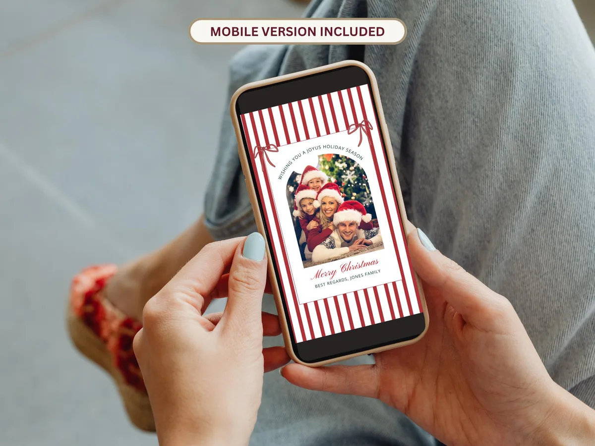 Red Stripe Christmas Photo Card — preview 4