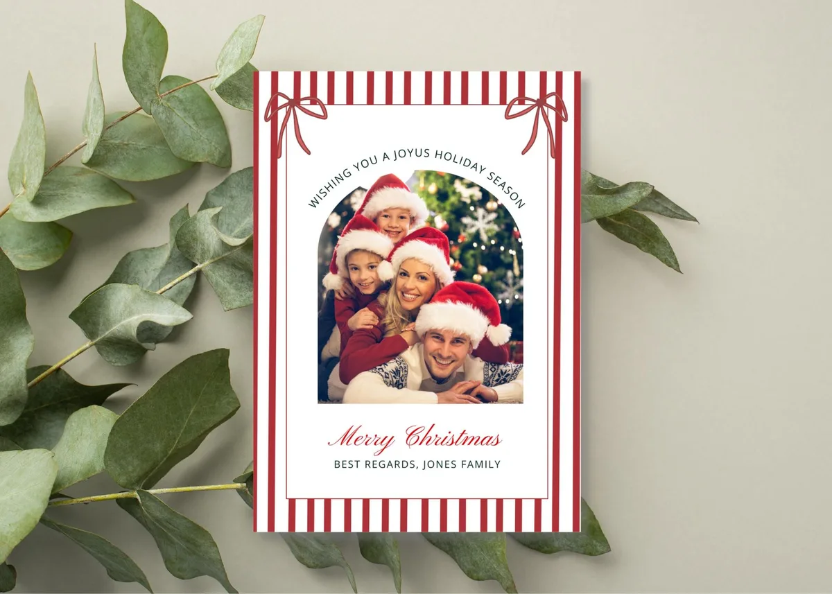 Red Stripe Christmas Photo Card — preview 5