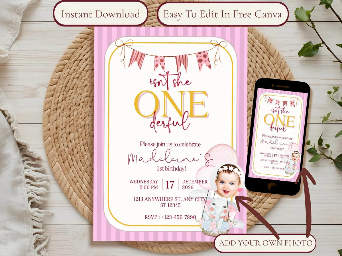 Isn't She ONEderful Birthday Invitation — preview 3