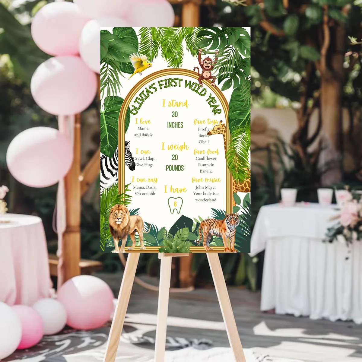 Wild One Safari Milestone Board — preview 3