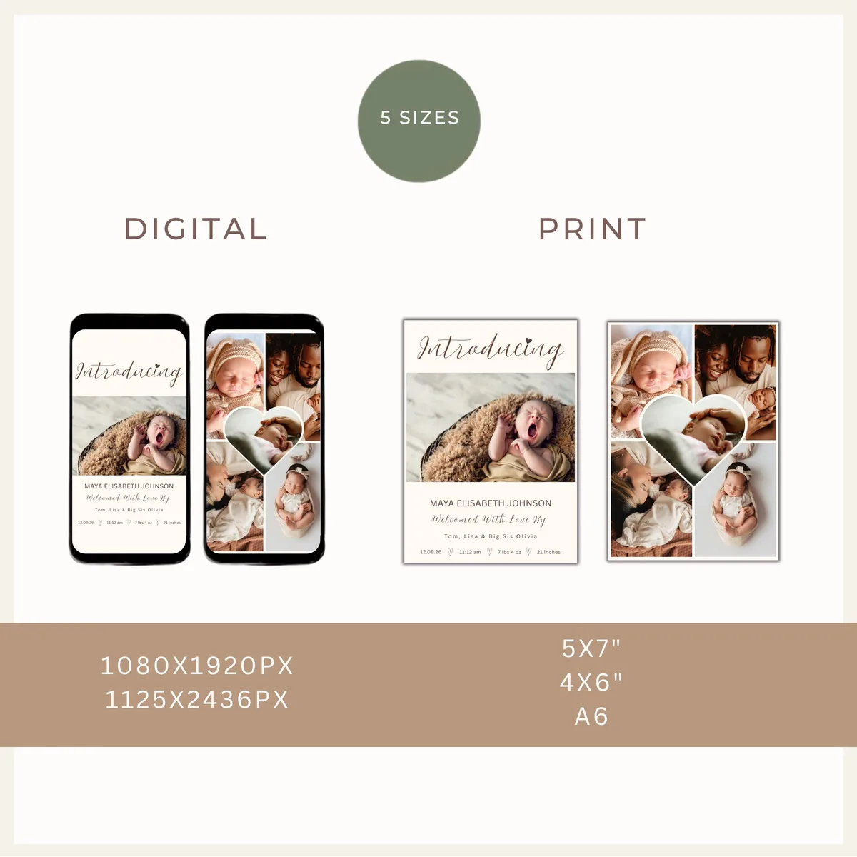 Photo Newborn Birth Announcement — preview 3