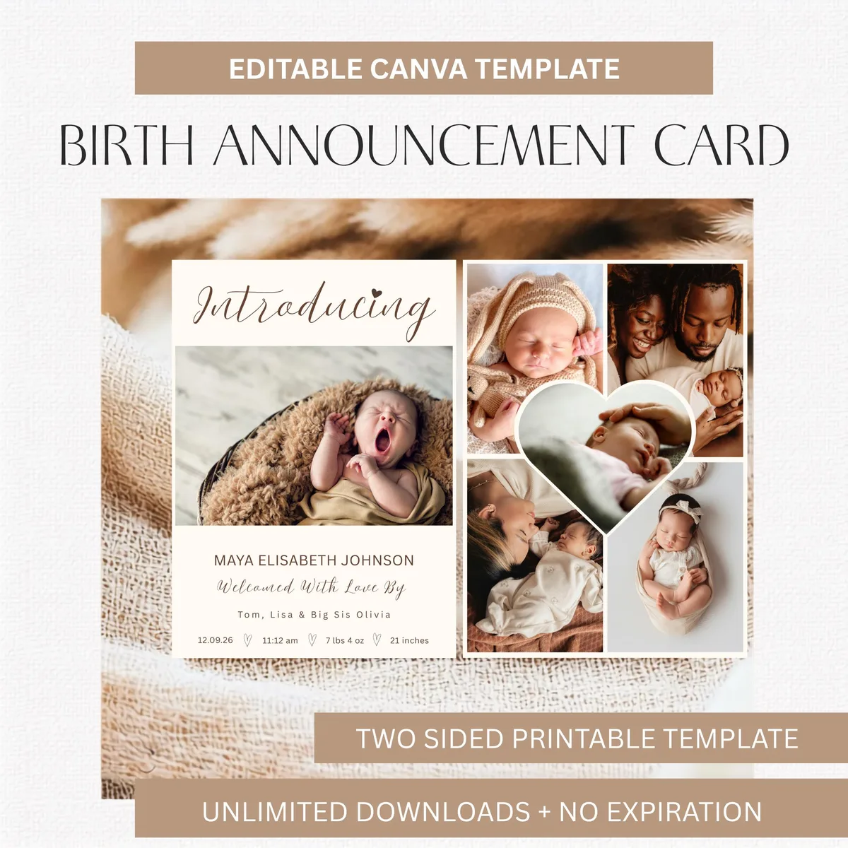 Photo Newborn Birth Announcement — preview 4