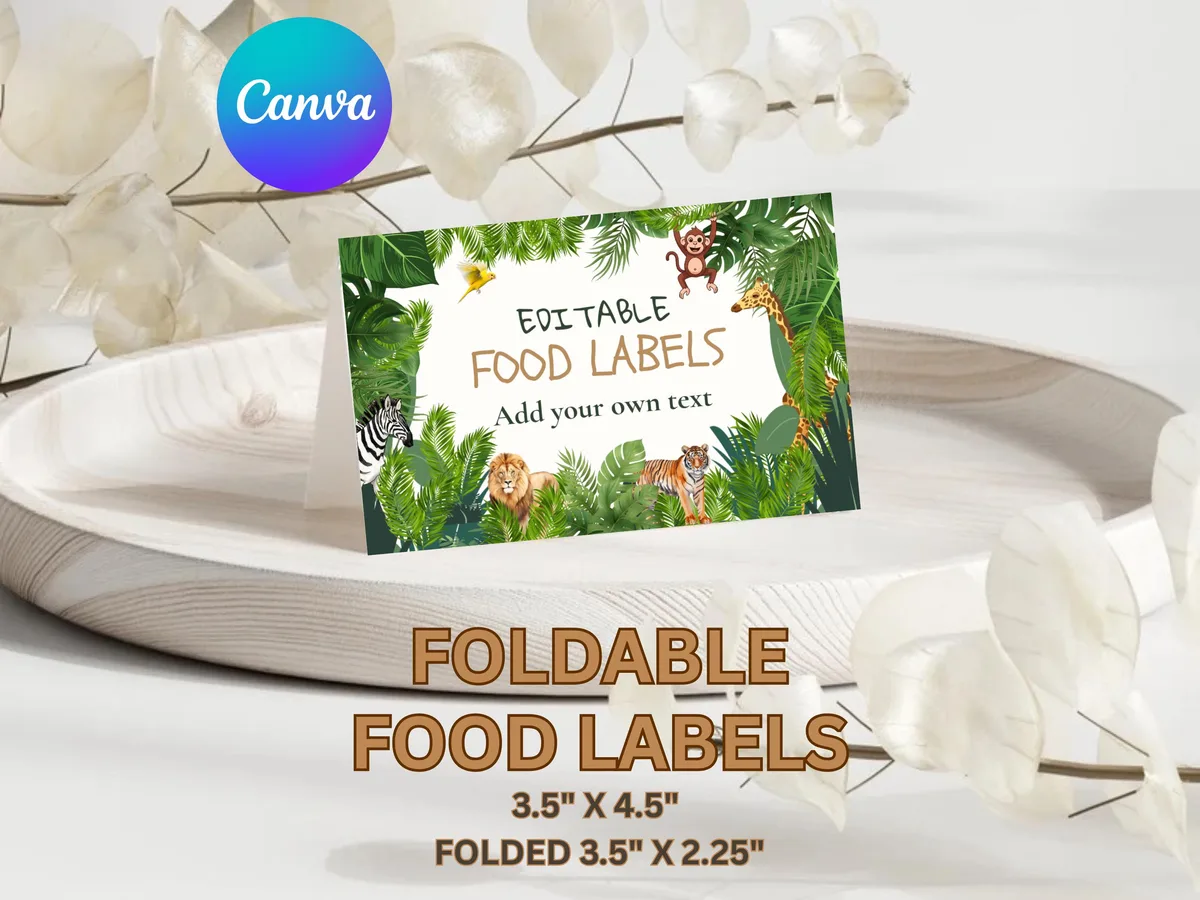 Jungle Safari Birthday Food Labels — preview 2