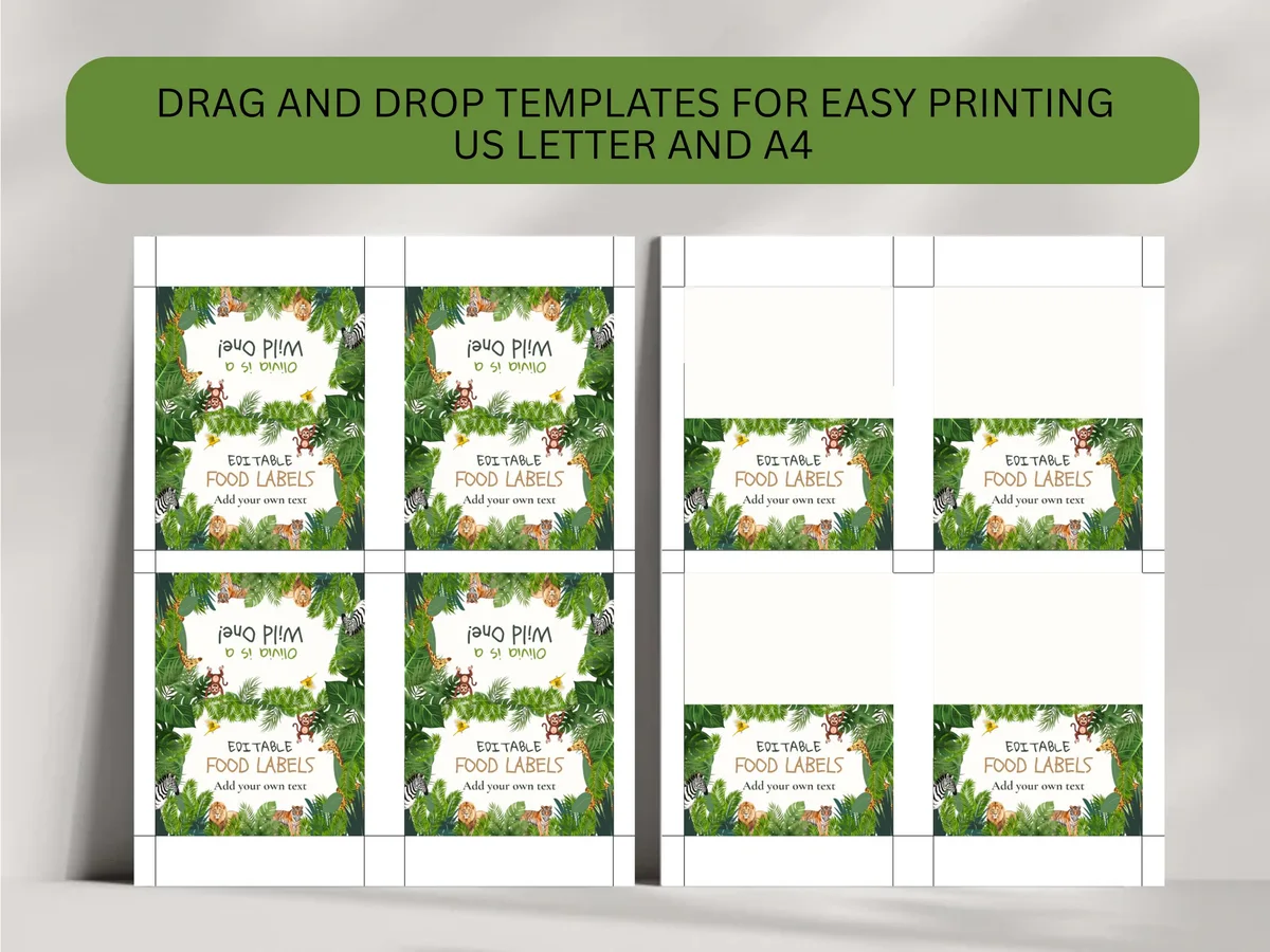 Jungle Safari Birthday Food Labels — preview 5
