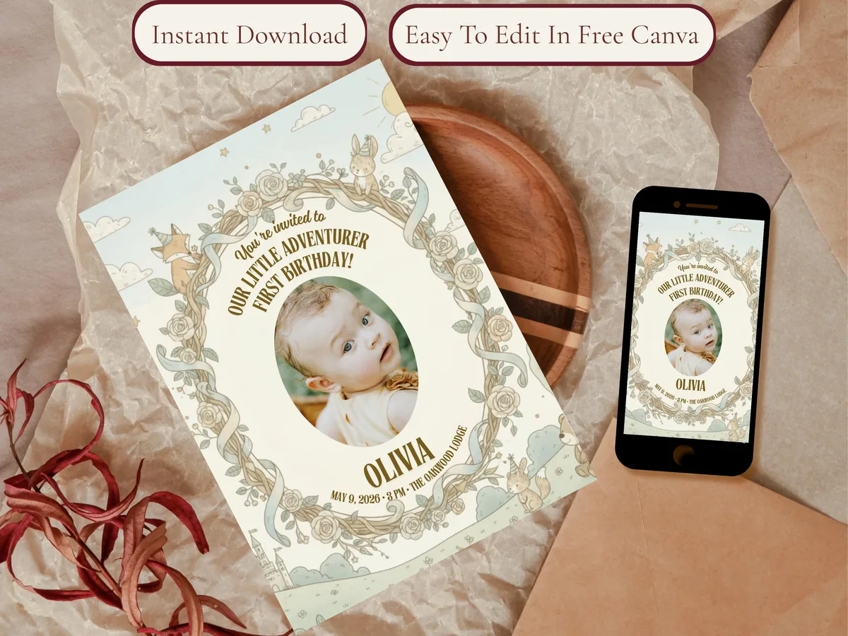 Whimsical Fairy First Birthday Invitation — preview 2
